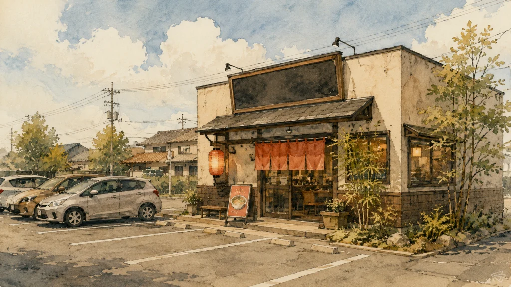 大黒の外観と黒い看板を目印に訪れる様子を表すイラスト