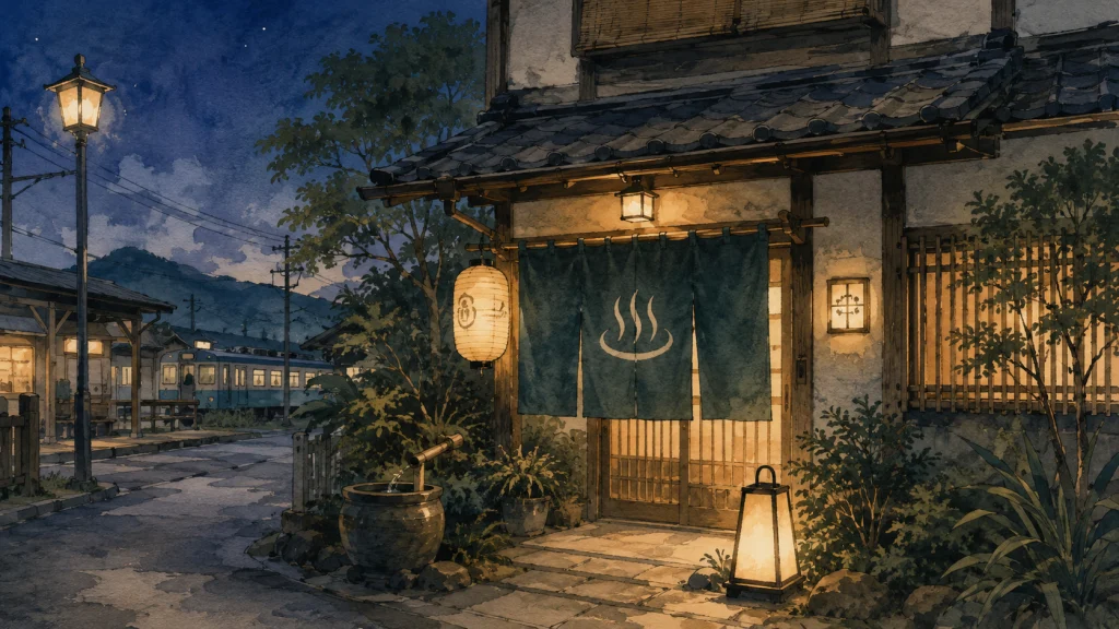 駅近くの小さな温泉旅館の外観