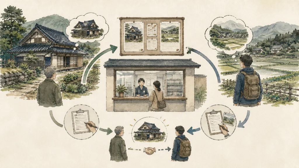 自治体が空き家の貸し手と借り手をつなぐ仕組みのイメージ